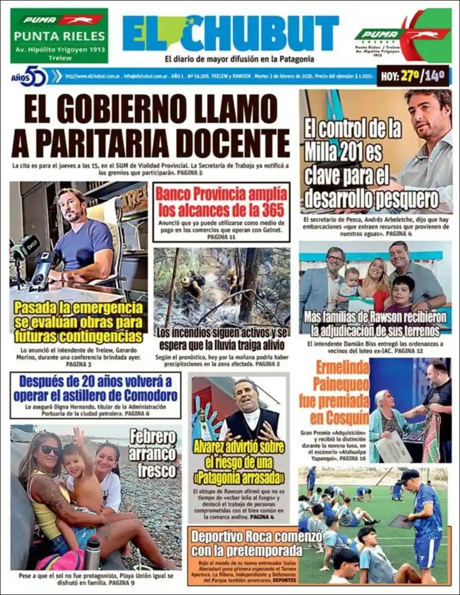 Evolucion Streaming | ARGENTILANDIA - Tapa del diario El Chubut