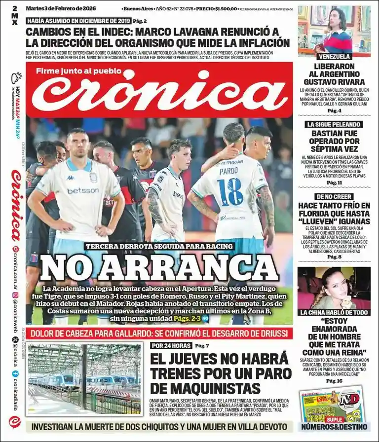 Evolucion Streaming | ARGENTILANDIA - Tapa del diario Crónica